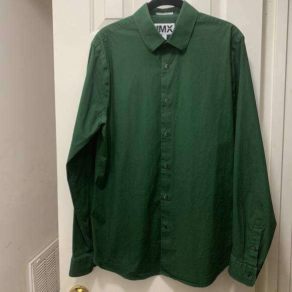 Express Shirt Mens Large Green 1MX Long Sleeve Extra Slim Fit Stretch 16-16.5 - Picture 1 of 5